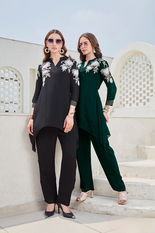 Black & Green Colour Top Set(LC-WTOS_9954)