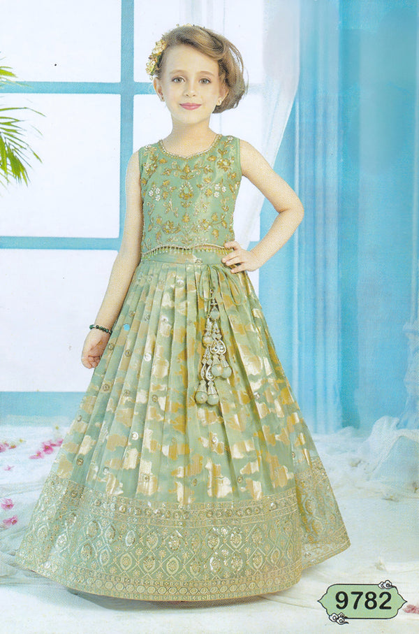 Pista Colour Ghaghra Choli(GE-GGHC_9782)