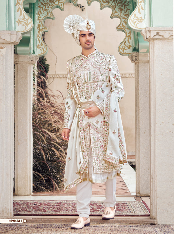 White Colour Sherwani(ME-MSRW_6090)