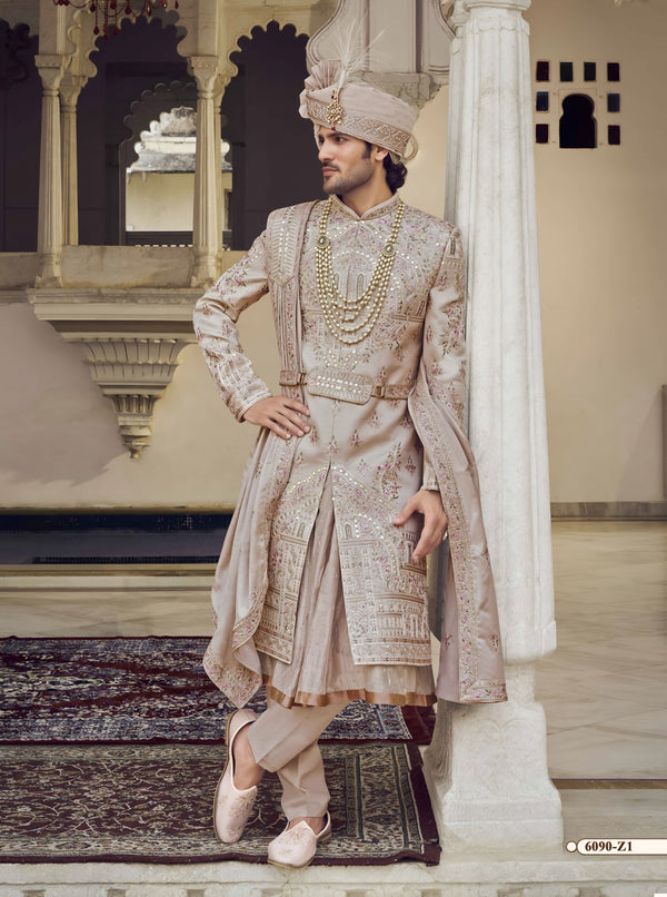 Water Peach Colour Sherwani(ME-MSRW_6090)