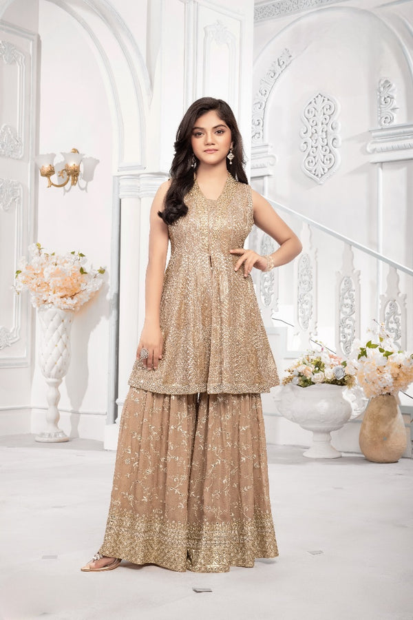 Coffee Colour Gharara Set(GE-GGHS_3084)