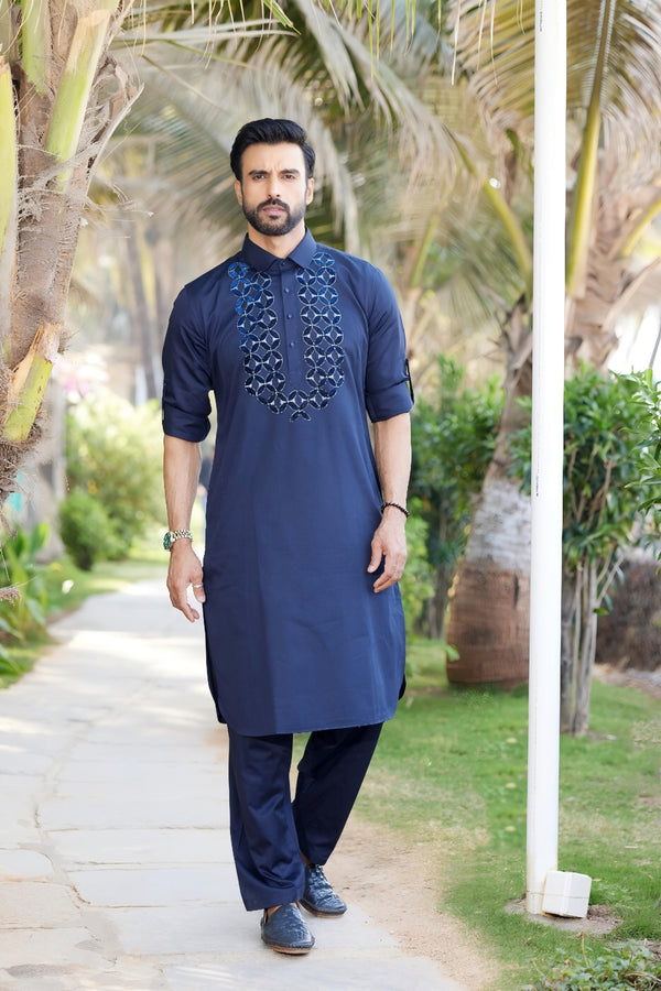 Navy Blue Colour Pathani(ME-MKUS_4012)