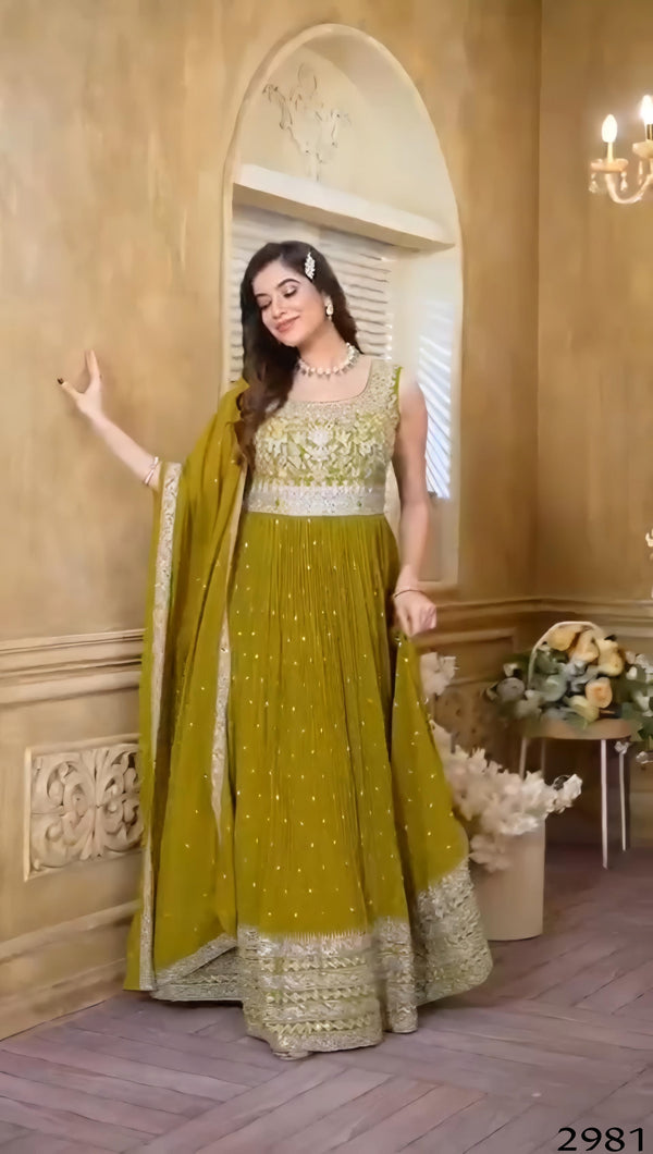 Mehandi Green Colour Anarkali(LE-WANK_2981)