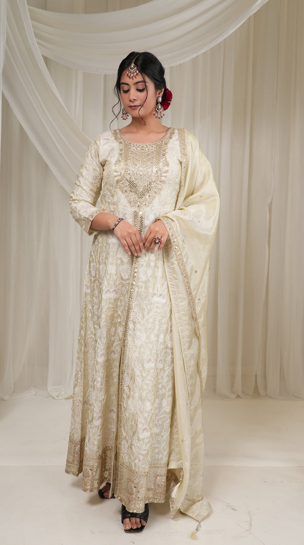 Cream Colour Pant Set(LE-WPNS_4428)