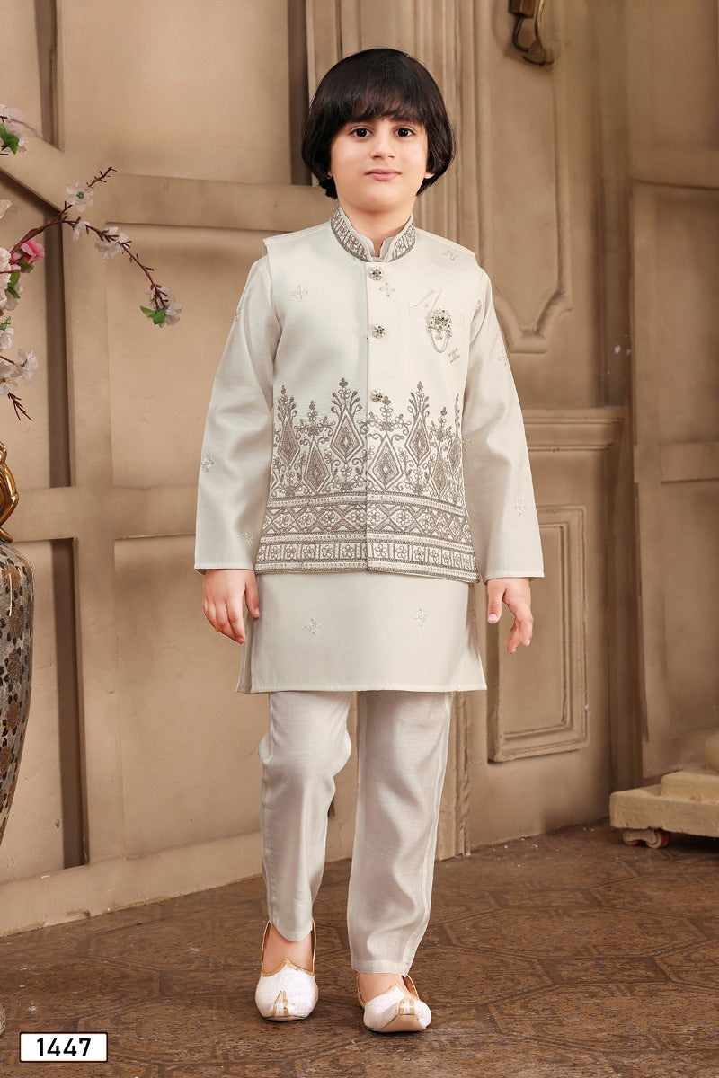 Cream Colour Jacket Kurta Set(BE-BBUS_1447)