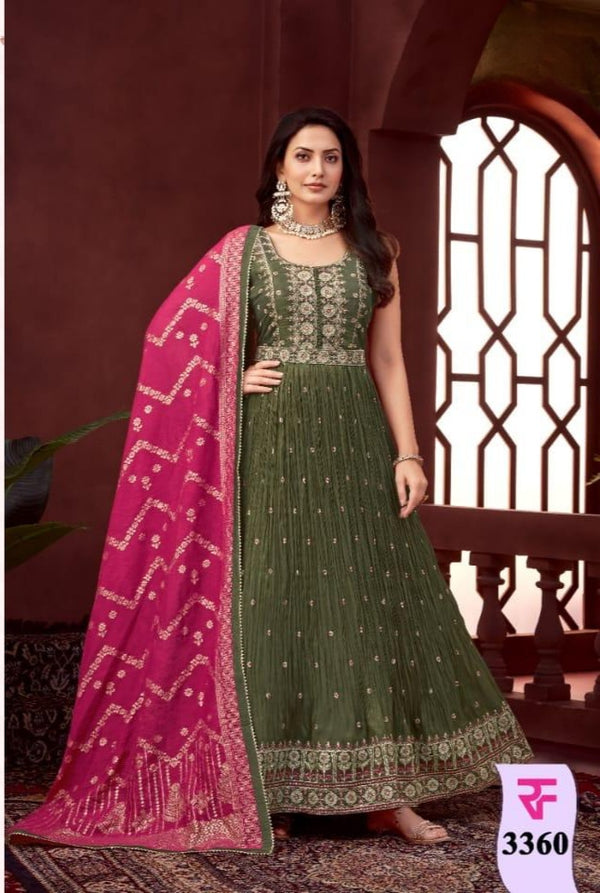 Green Colour Anarkali(LE-WANK_3360)