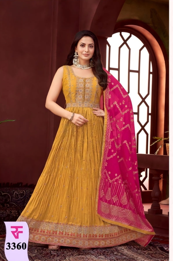 Mustard Colour Anarkali(LE-WANK_3360)