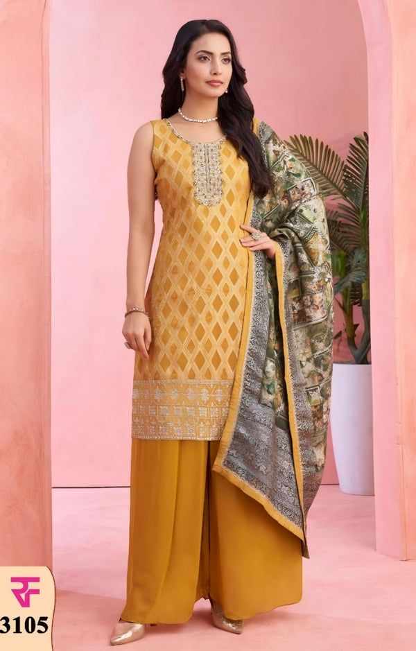 Yellow Colour Plazo Set(LE-WPZS_3105)