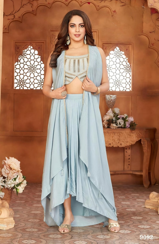 Blue Colour Plazo Set(LE-WPZS_9092)