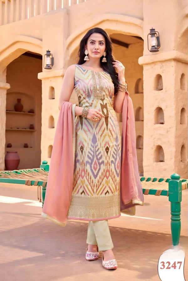 Cream Colour Pant Set(LE-WPNS_3247)
