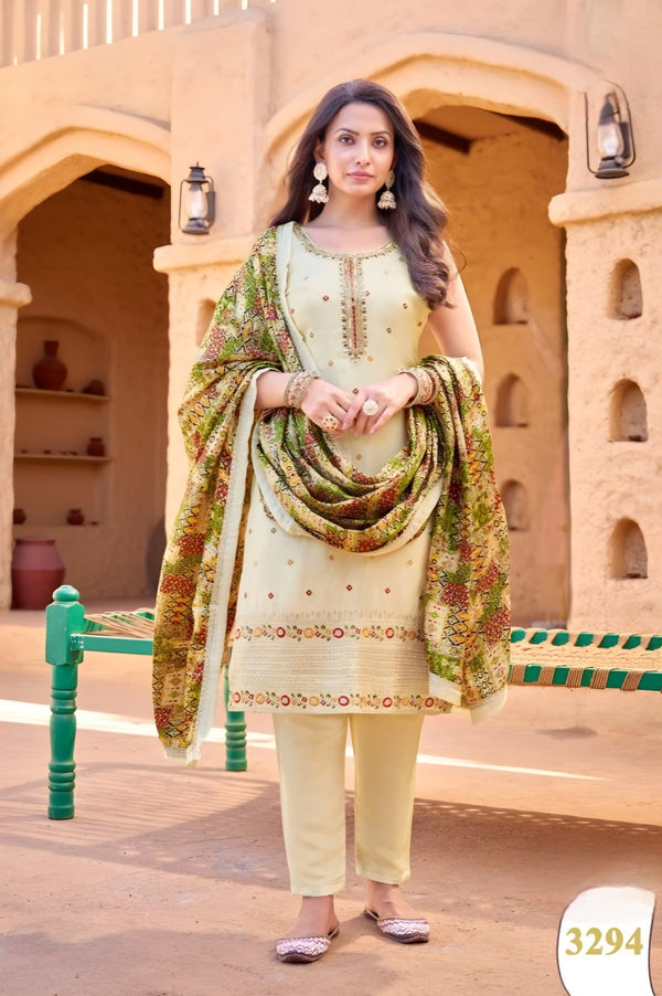 Cream Colour Pant Set(LE-WPNS_3294)