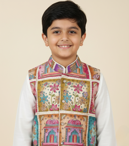 Cream Colour Jacket Kurta Set(BE-BBUS_9642)