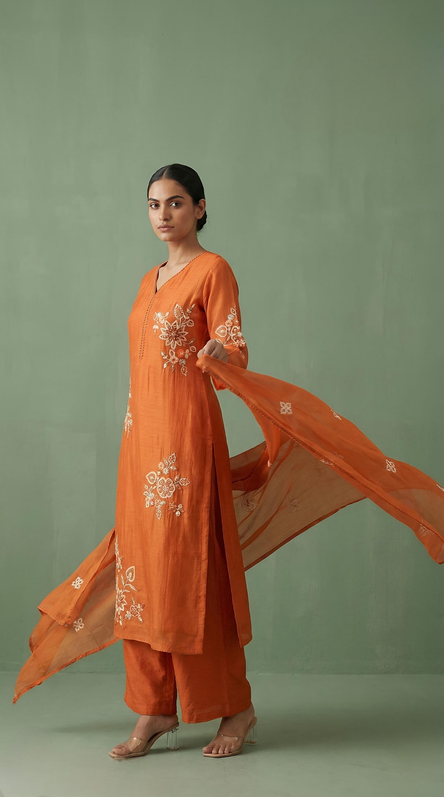 Orange Colour Pant Set(LE-WPZS_10037)