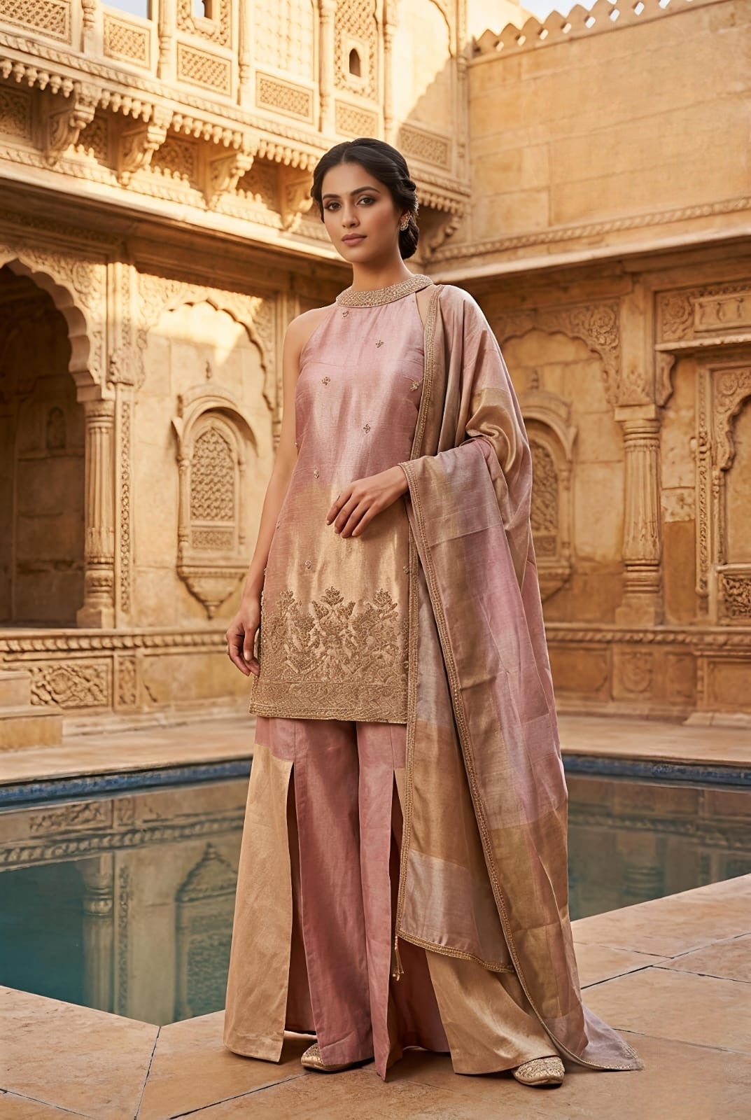 Pink Colour Plazo Set(LE-WPZS_2204)