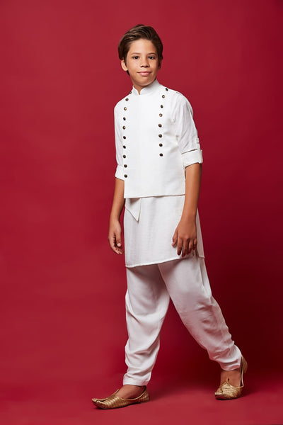 White Colour Jacket Kurta Set(BE-BBUS_39459)