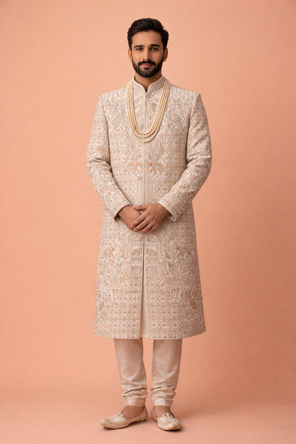 Ivory Colour Sherwani(ME-MSRW_NT 805 D 1)