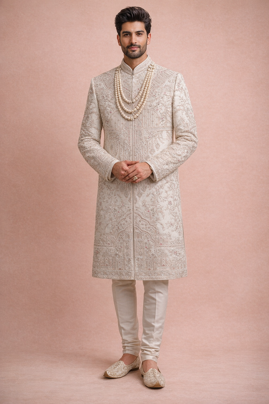 Cream Colour Sherwani(ME-MSRW_MZ 5133 W 1)