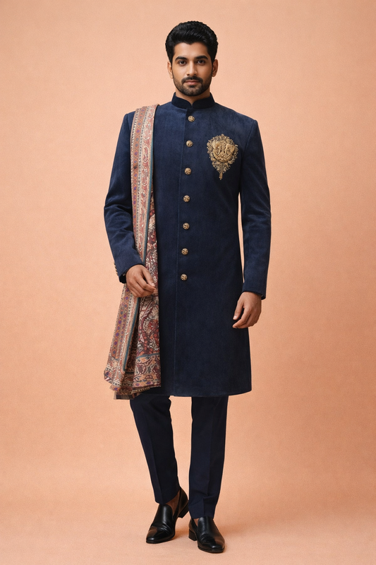 Navy Blue Colour Indo Western(ME-MINW_9199)