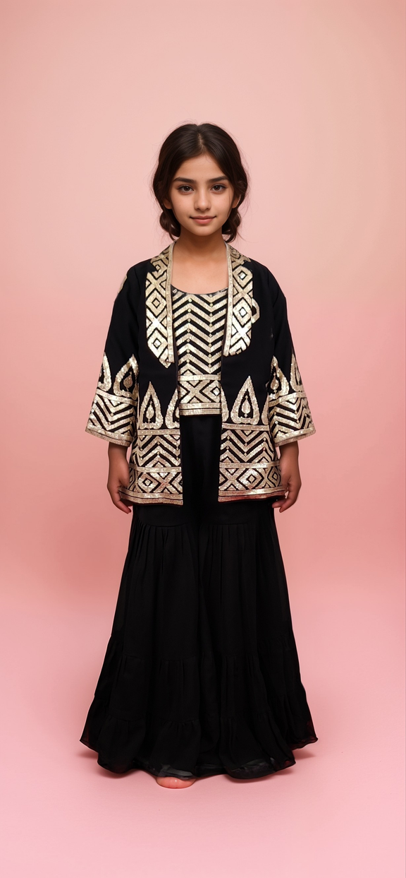 Black Colour Gharara Set(GE-GGHS_3206) โ Carron Clothing