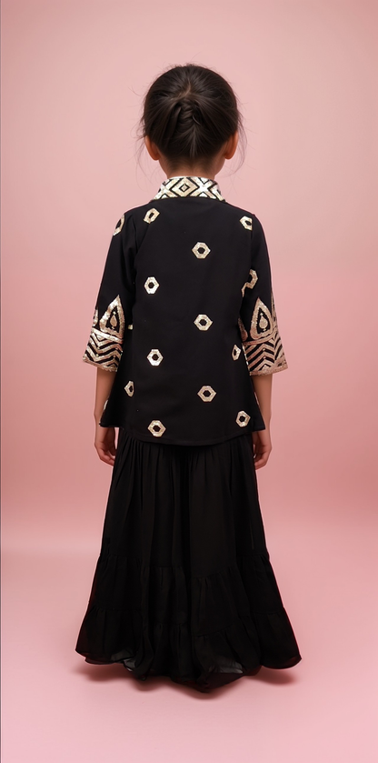 Black Colour Gharara Set(GE-GGHS_3206)