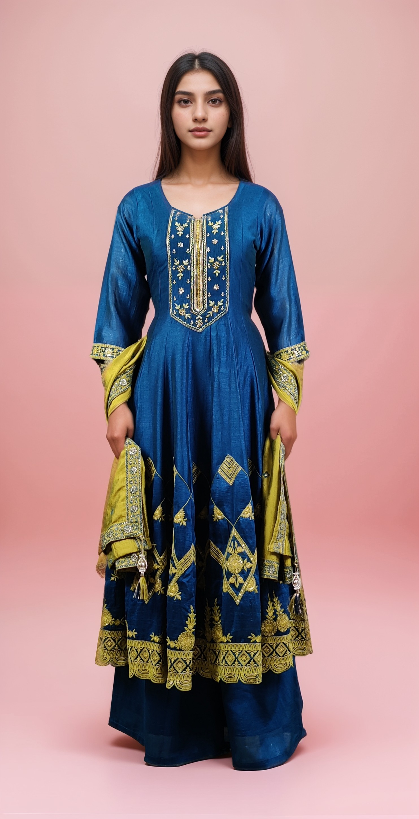 Blue Colour Plazo Set(LE-WPZS_9011)