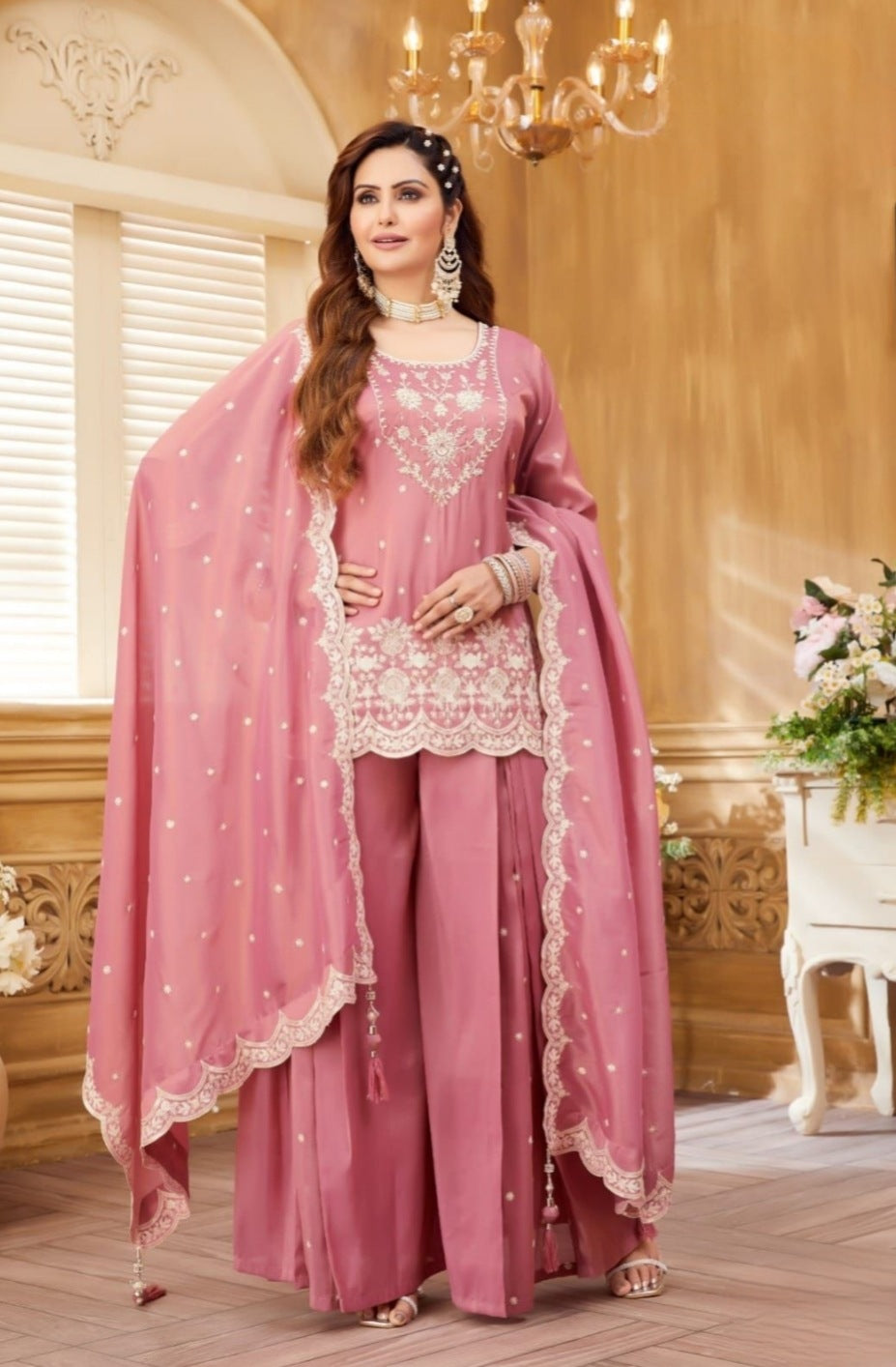 Grey Colour Plazo Set(LE-WPZS_9022)