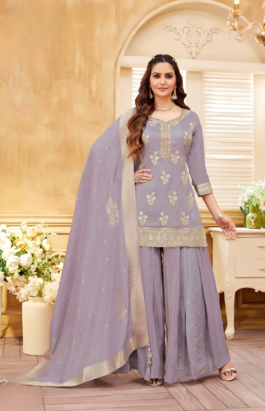 Multi Colour Plazo Set(LE-WPZS_9025)