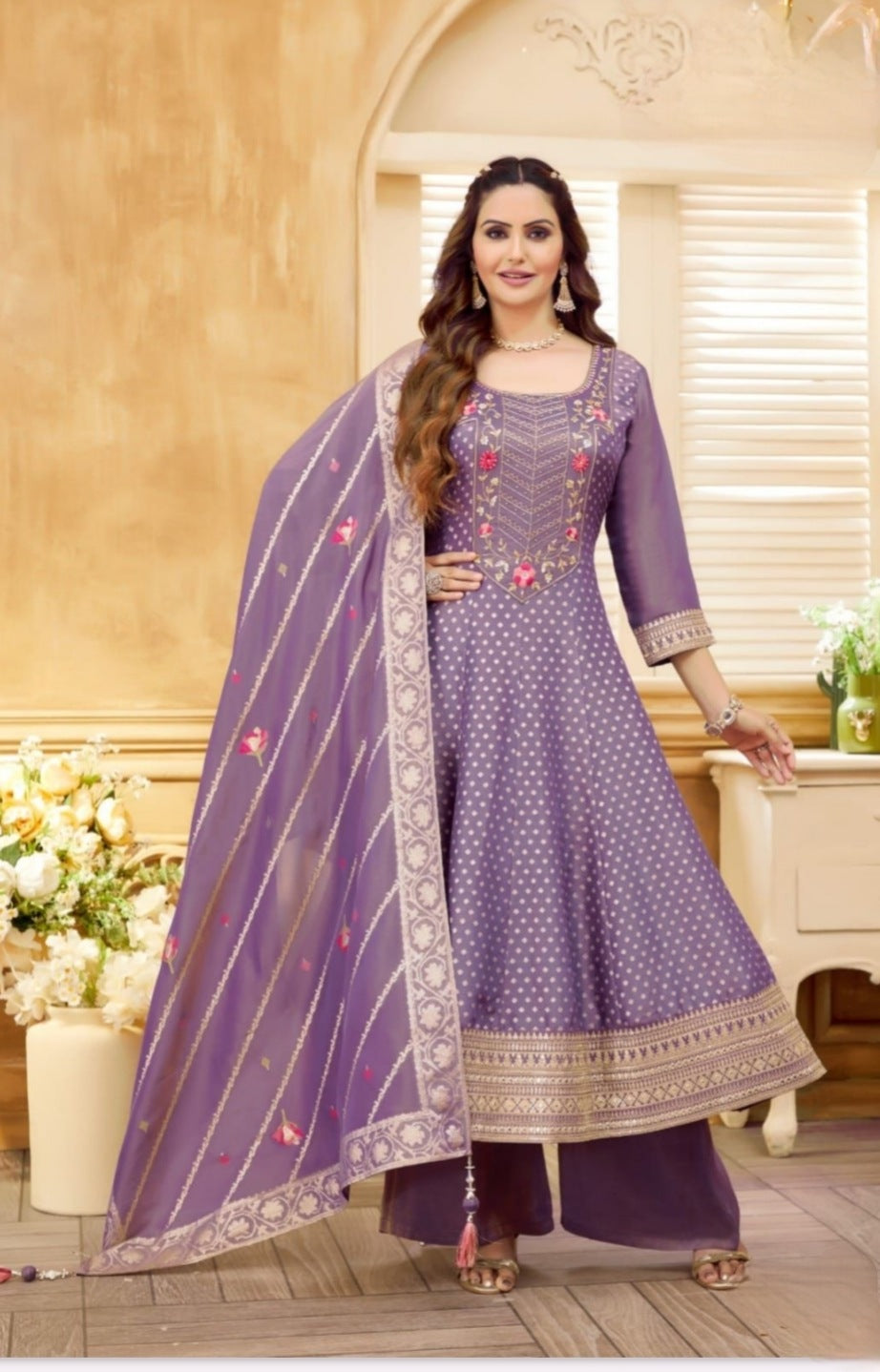 Multi Colour Short Anarkali Plazo Set(LE-WPZS_9026)