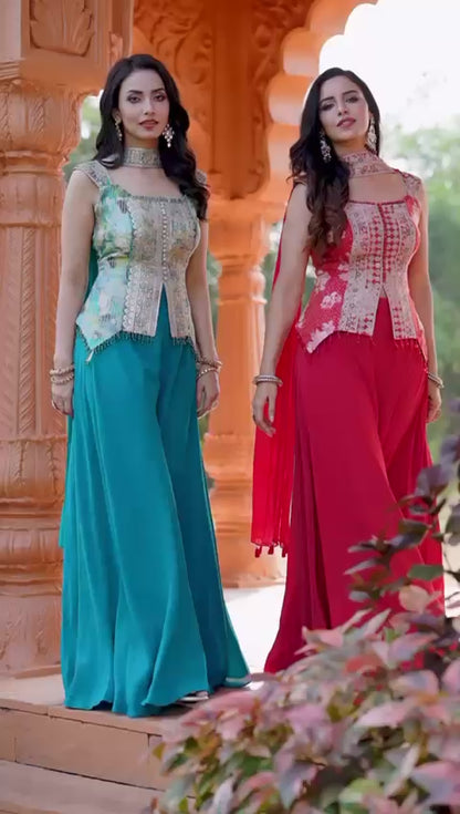 Multi Colour Plazo Set(LE-WPZS_7750)