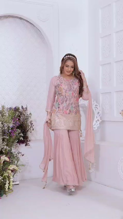 Pink & Yellow Colour Plazo Set(LE-WPZS_818)